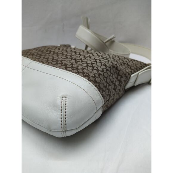 Coach Signature Brown Canvas Leather Trim Crossbody Shoulder Bag - Picture 15 of 16